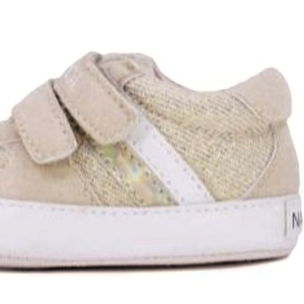 (SOLD OB FB) NAUTICA Baby Girl Pre-walker,Crib Sneakers "Tiny Hull" Camel & Gold - Picture 3 of 7